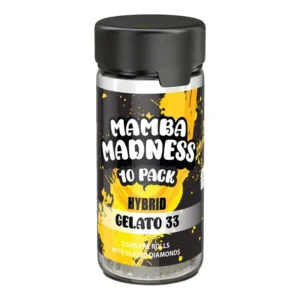 gelato 33 mamba madness glazed diamond pre rolls 10 pack jar 2gm