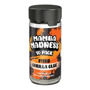 gorilla glue mamba madness glazed diamond pre rolls 10 pack jar 2gm